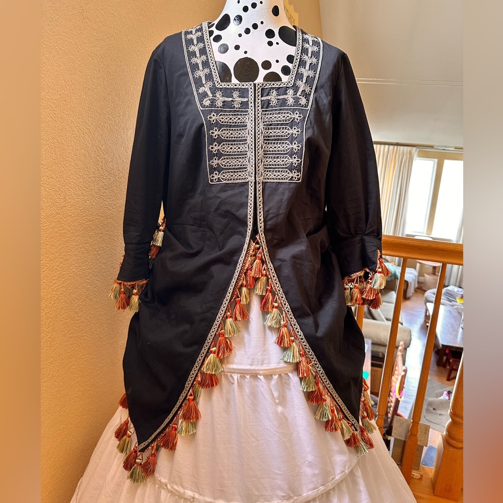 Modified Embroidered steampunk Victorian/Colonial bustle coat size 14